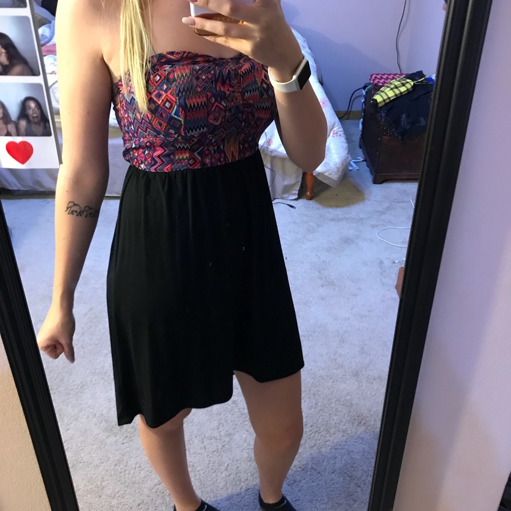 Black dress with colored strapless top